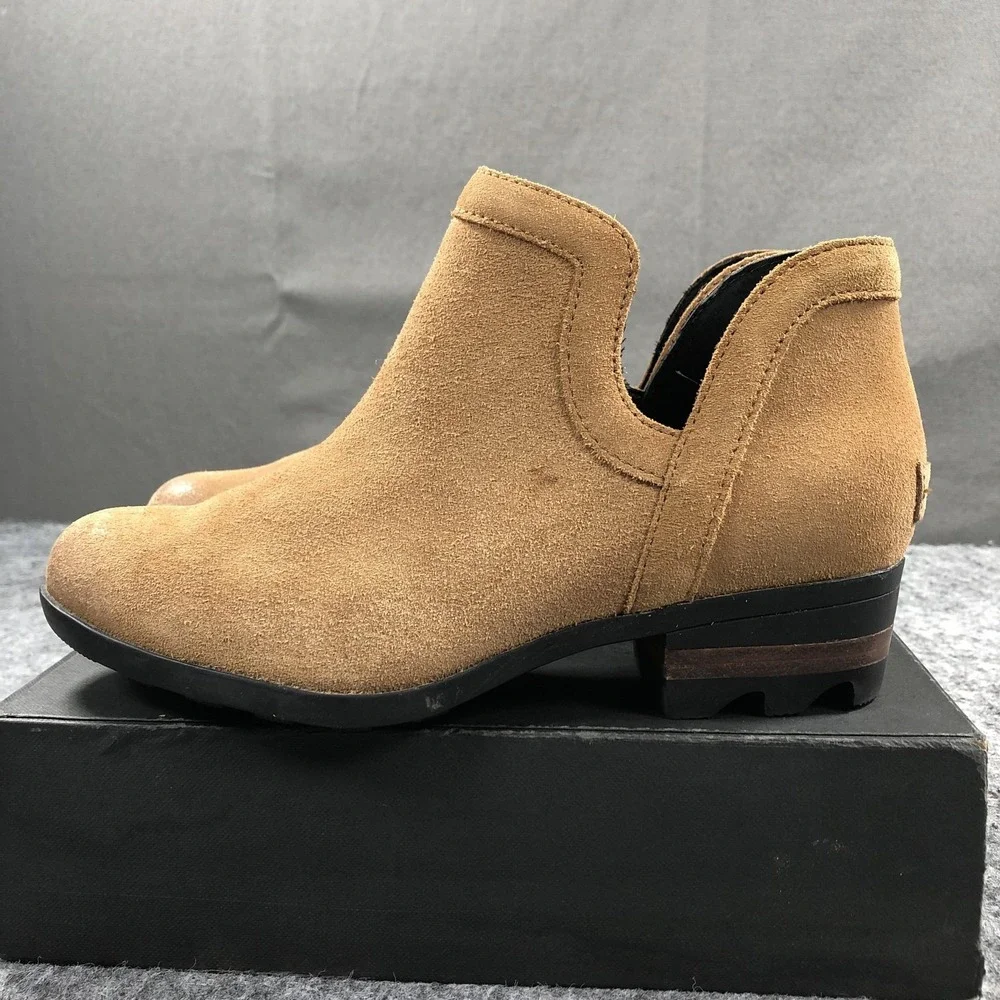 Sorel Lolla II Boots Womens 7 Brown Suede Pull On Ankle Booties Heel NL2809-224